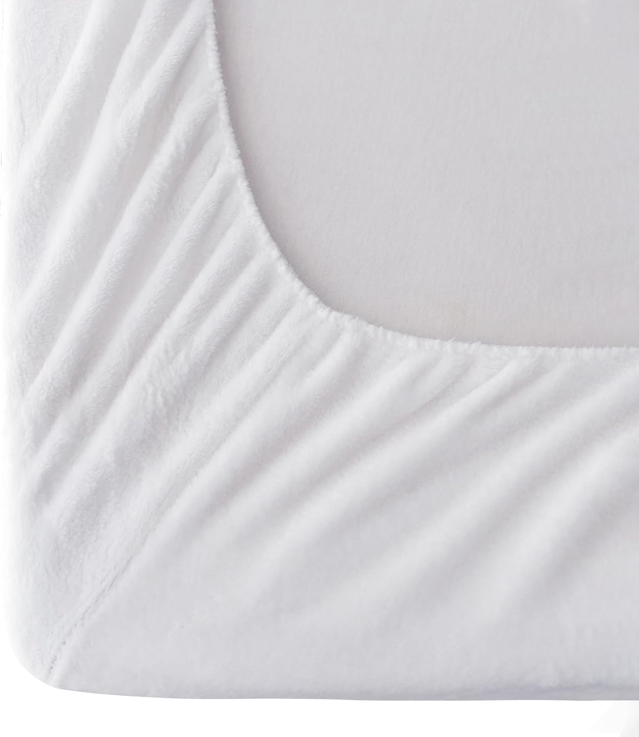 Elegant Comfort Luxuriously Soft 4-Piece Velvet Plush Flannel Sheet Set - Premium Quality - Cozy Warm, Anti-Static, Non Pilling Fuzzy Velvet Flannel Fleece Deep Pocket Sheet Set - Queen, White