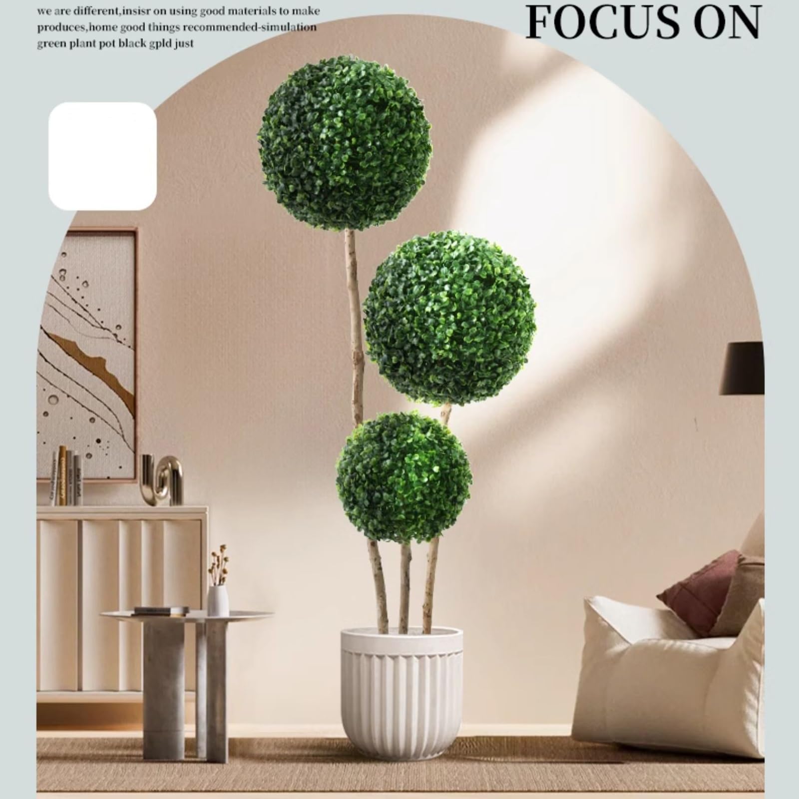 Albero Artificiale Decorativo, Albero Topiario a Forma di Palla di Bosso in Vaso, Pianta Finta per Decorazioni Interne/Esterne, Verde Scuro(Medium)