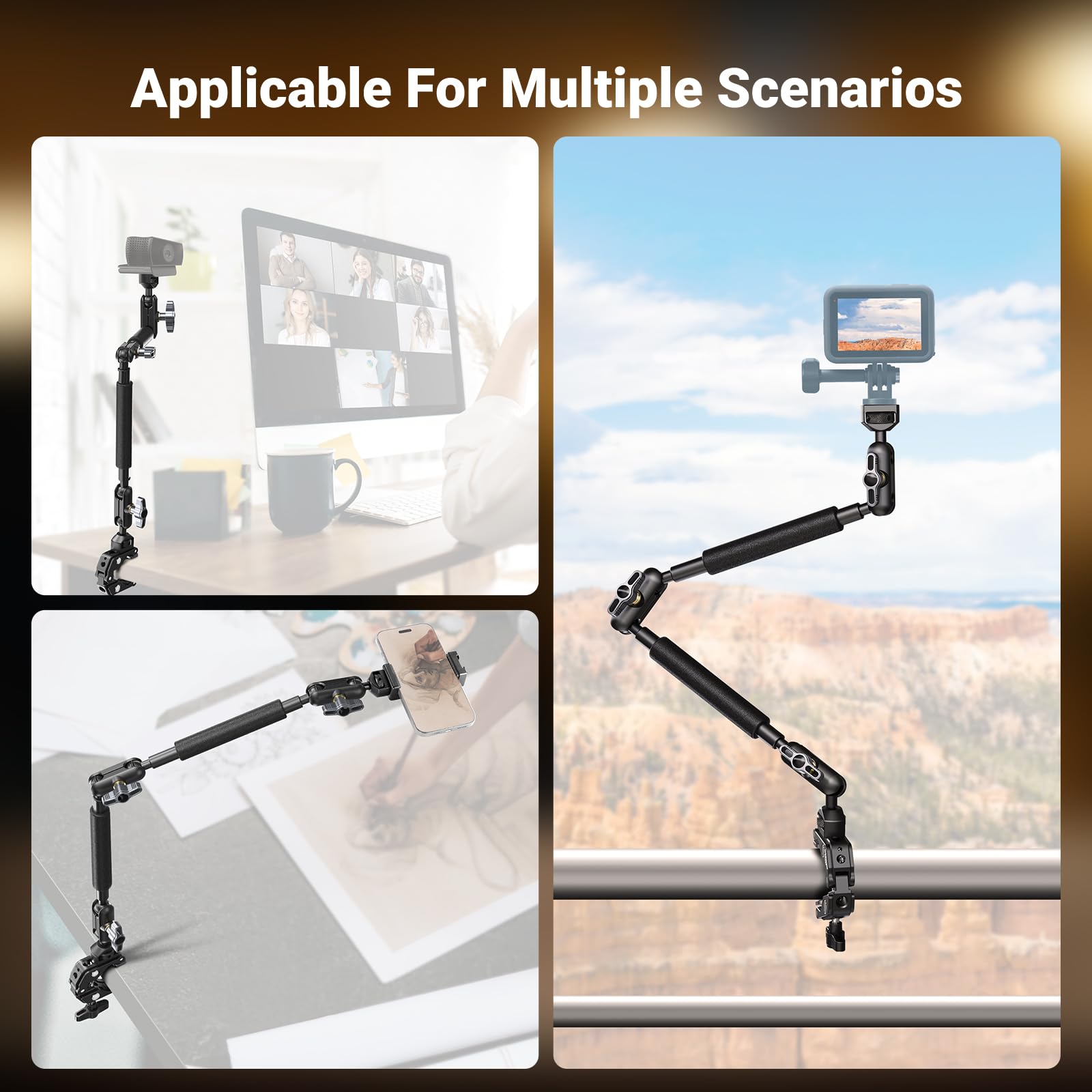NEEWER 22" Brazo Mágico con Abrazadera Soporte para Móvil con Cámara de Escritorio con Brazo Articulado Doble Rótula 1/4" 3/8" Rosca para ARRI Compatible con iPhone DSLR Action Camera Luz Video,UA057