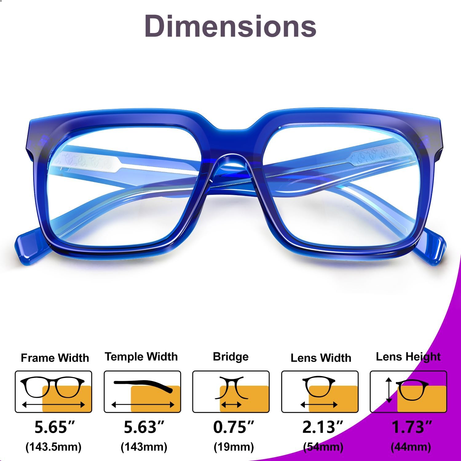 VISOONE Rectangle TR90 Blue Light Blocking Glasses Computer Eyewear with Preppy Look for Women and Men Cougar - Image 6