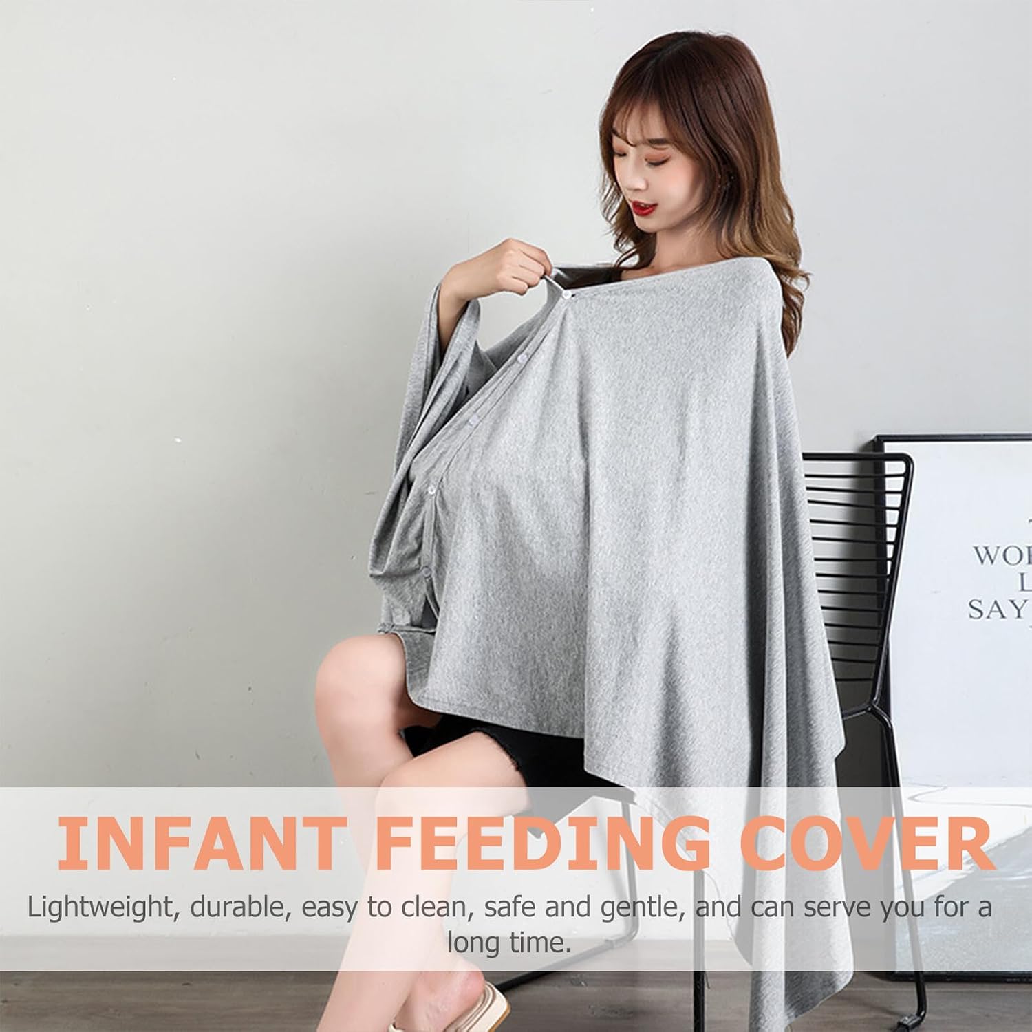 Breathable Cotton Nursing Cover Lightweight Breastfeeding Cloak for Privacy Outdoor Use Convenient Present for Moms