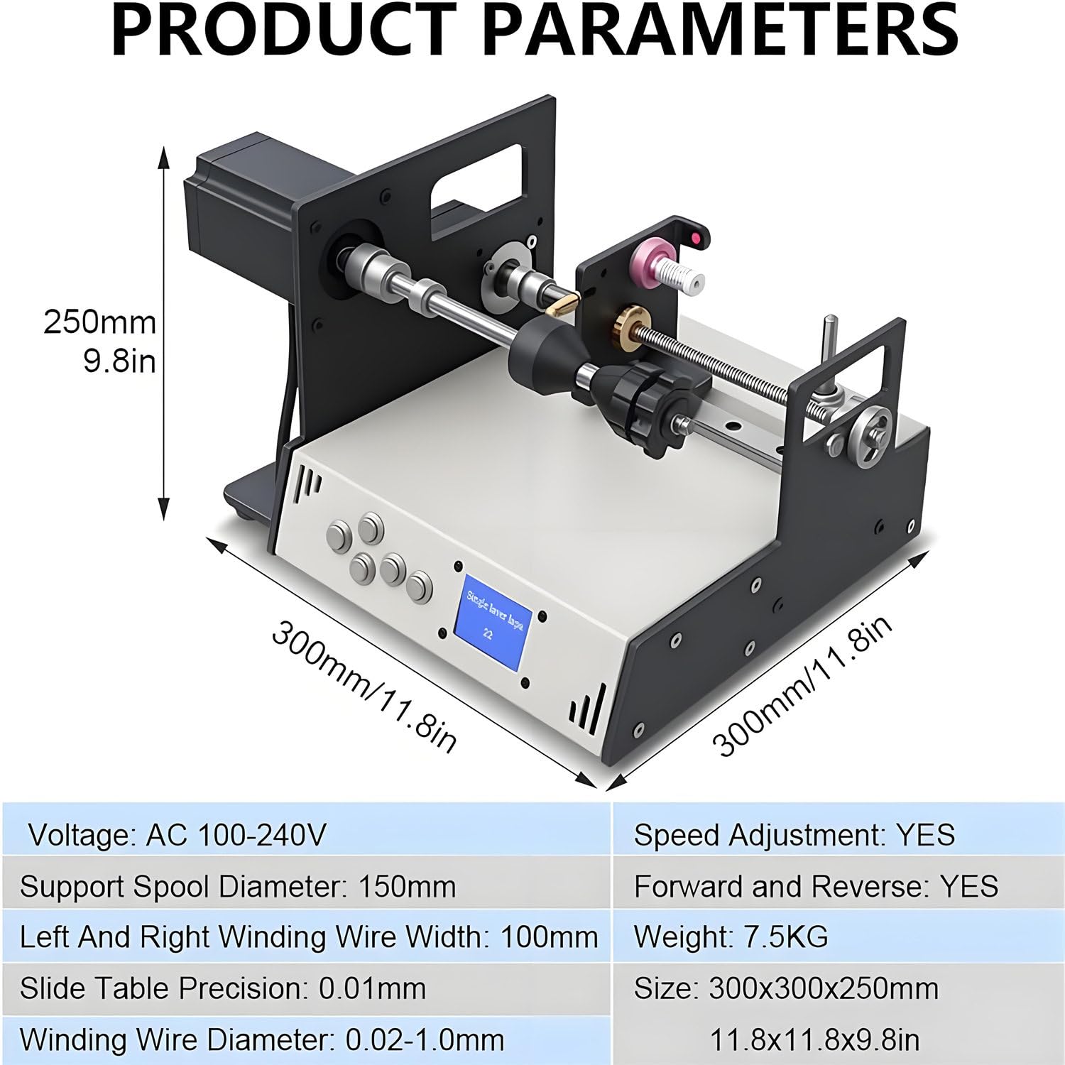 Máquina automática de bobinado de bobina con alineación automática de alambre, LCD de grado industrial, 18-46 AWG, para bobinador de línea de pesca y bobinado de cables