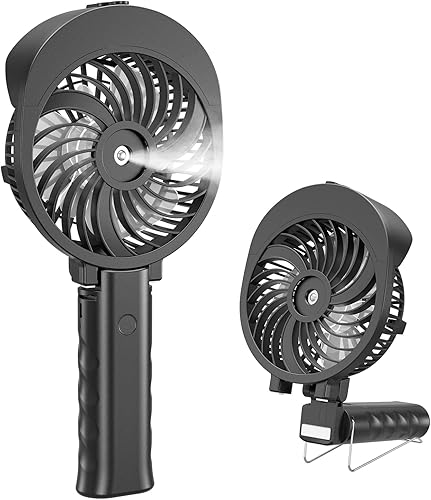 Vista 10 de HandFan Ventilador de nebulización personal, tanque de agua grande de 1.9 fl oz, ventilador portátil recargable de mano, ventilador de niebla a Azul