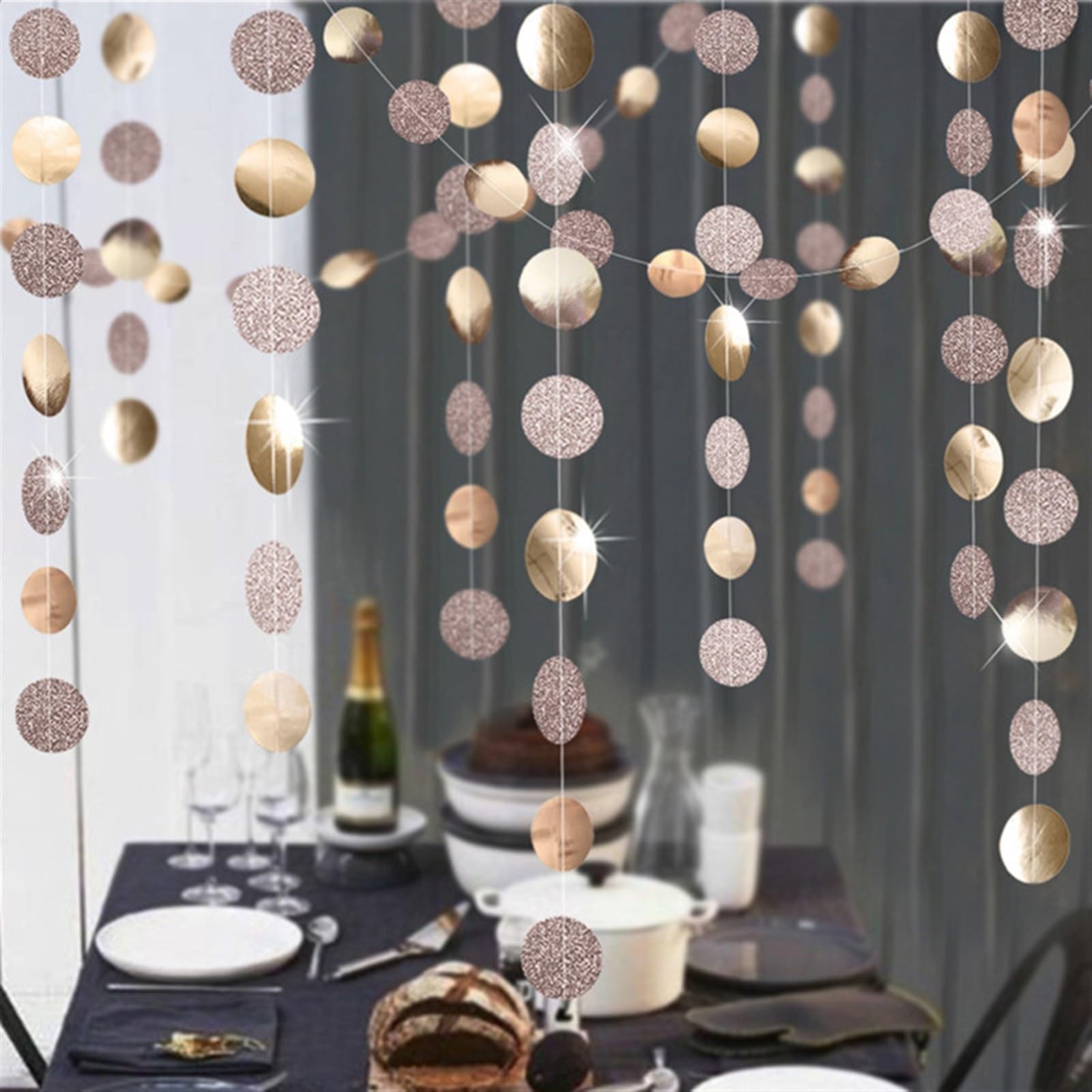 Feestdecoraties papier streamer verjaardag decoratie spiegel goud blad slingers babyshower feest bruiloft decoratie (kleur: 4
