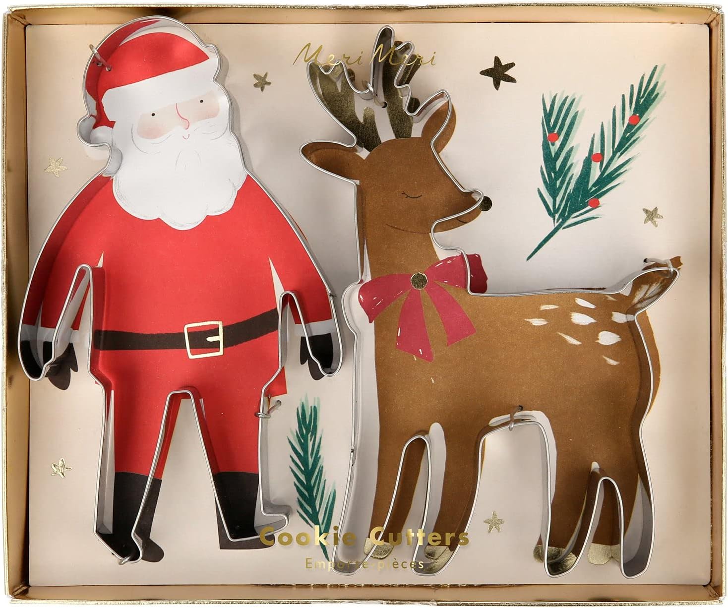Meri Meri - Santa & Reindeer Festive Cookie Cutter - Noel Baba & Ren Geyikleri Kurabiye Kalıbı