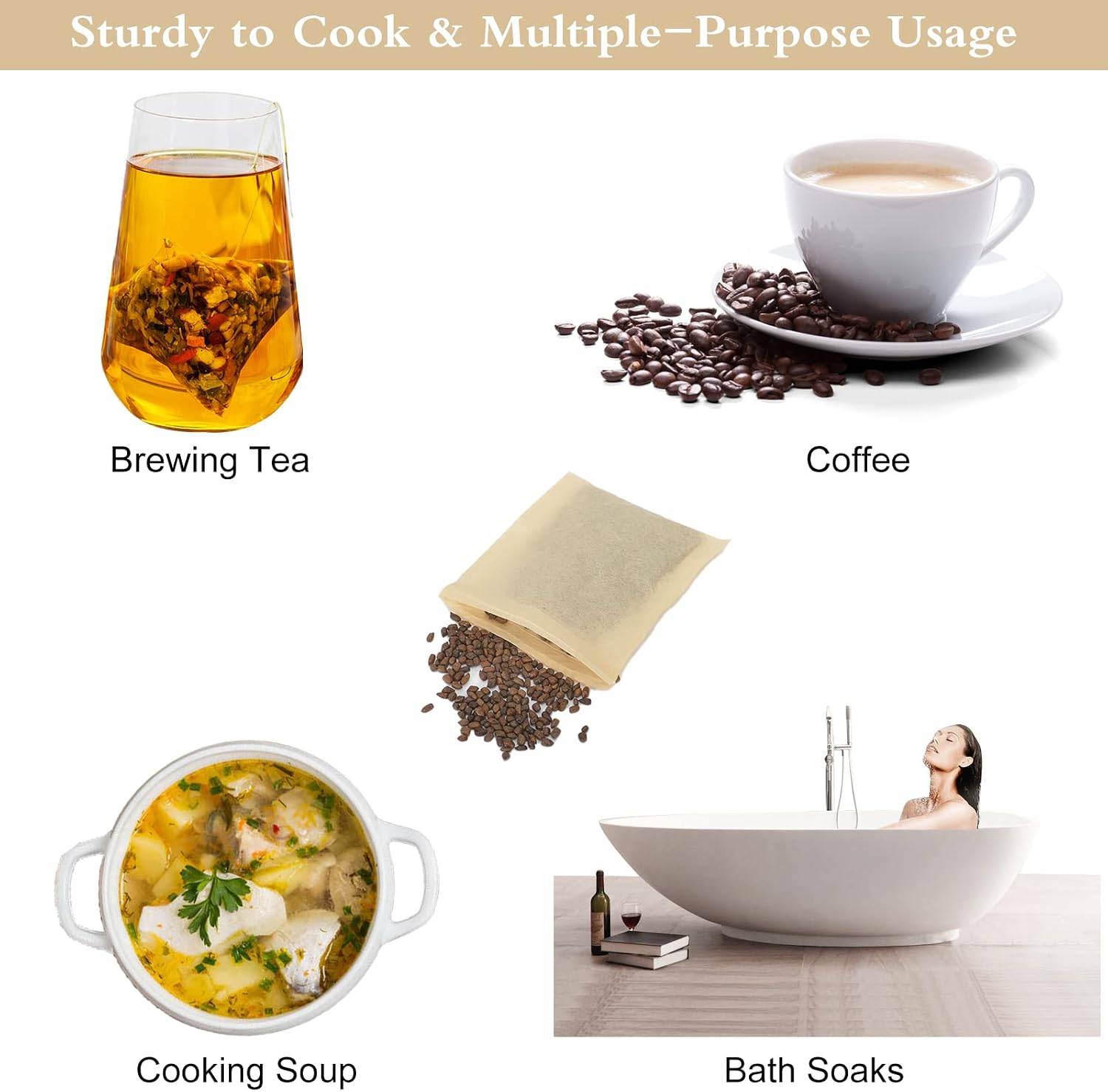 Numola Unbleached Tea Filter Bags for Loose Leaf Tea, Tea Bags Empty, Wood Pulp Filter Paper Organic Tea Infuser Bag Disposable Drawstring 100 Pcs (3.2'' x 4'')