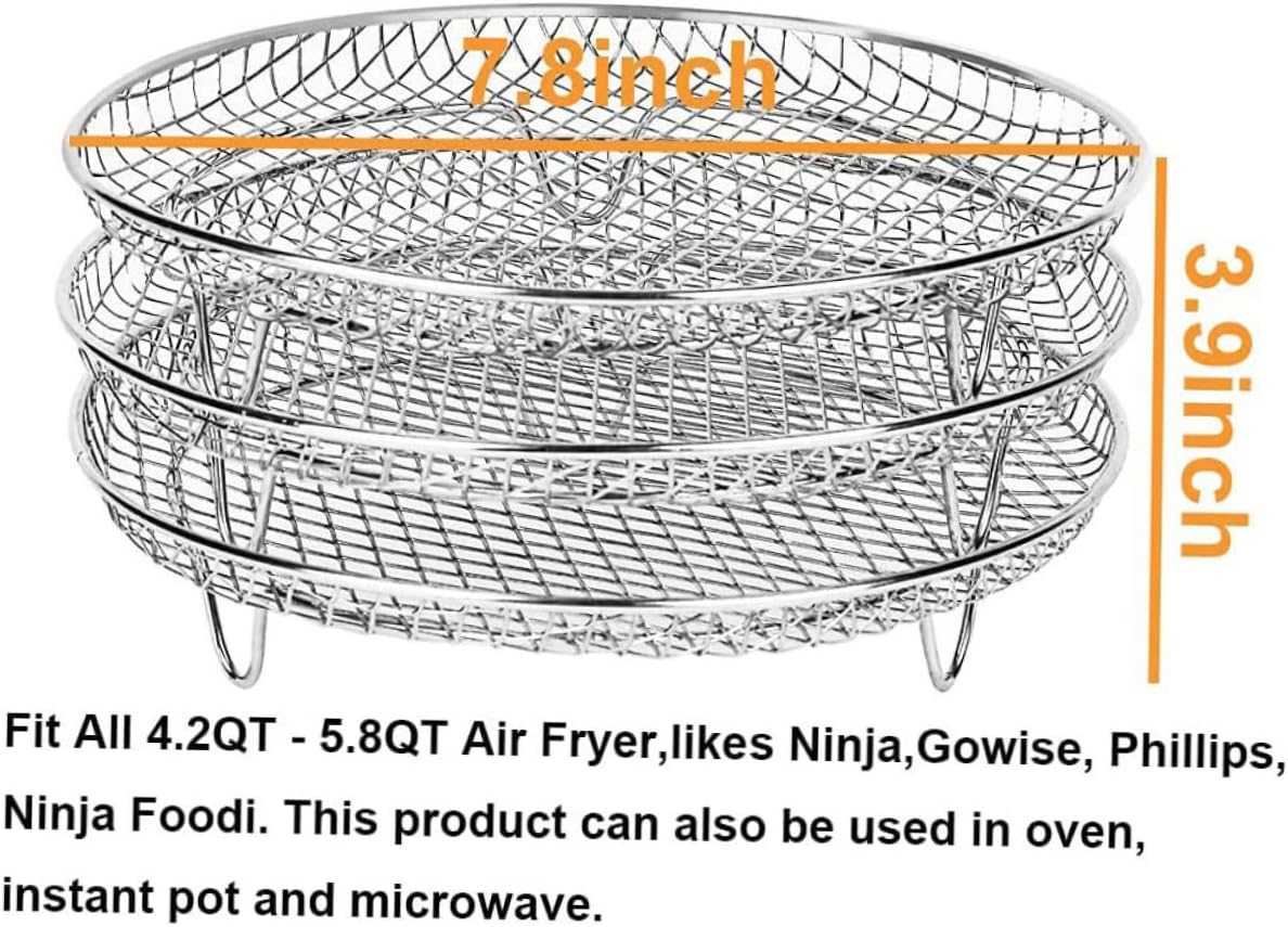 Stainless Steel Three Layer Air Fryer Grill Rack for Kitchen