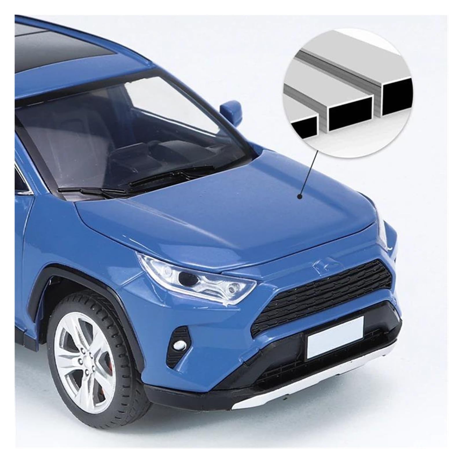 Modellino Diecast Modellismo da Collezione Auto 1:24 Per Toyota RAV4 Modellino Di Auto In Metallo Pressofuso Da Collezione(Blu)
