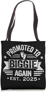 Promoted To Biggie Again 2025 Grandpa Pregnancy Announcement Tote Bag