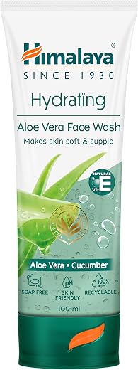 Himalaya Hydrating Aloe Vera Face Wash 100 ml | Creamy Gentle Cleanser for Bouncy &amp; Dewy skin | Aloe Vera &amp; Vitamin E | Cl...