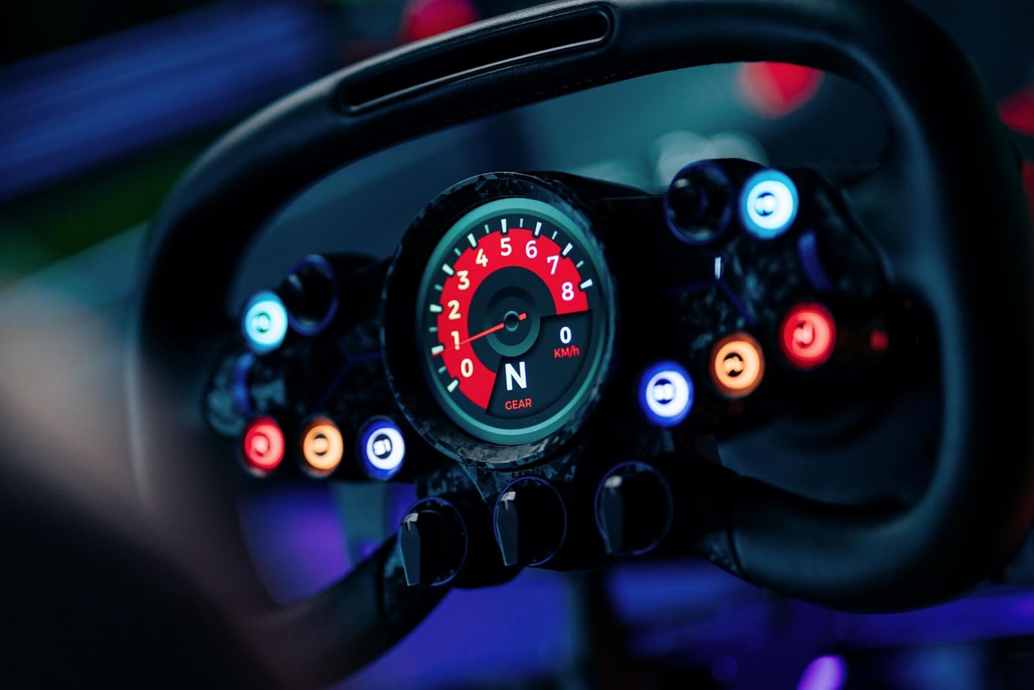 MOZA Vision GS Racing Wheel With 2.85-Inch HD Circular Touch Screen,Aerospace-Grade Aluminum Alloy Construction Microfiber Leather Grips Game Wheel Compatible All WheelBases