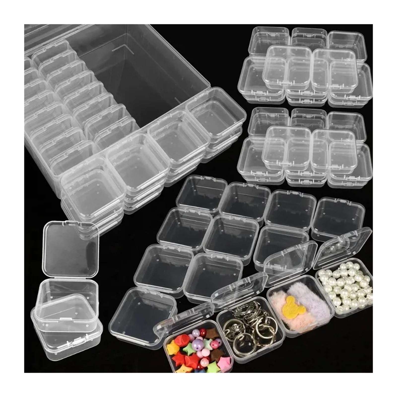 Generico 30 scatole organizer in plastica trasparente con strass for perline/gioielli