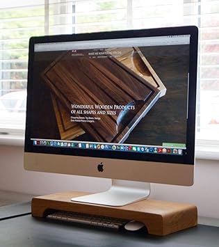 PREMIUM DECOR Solid Mango, Wooden Computer Monitor Riser Stand Organize Home (Natural Brown/ 16in. x 7in.)