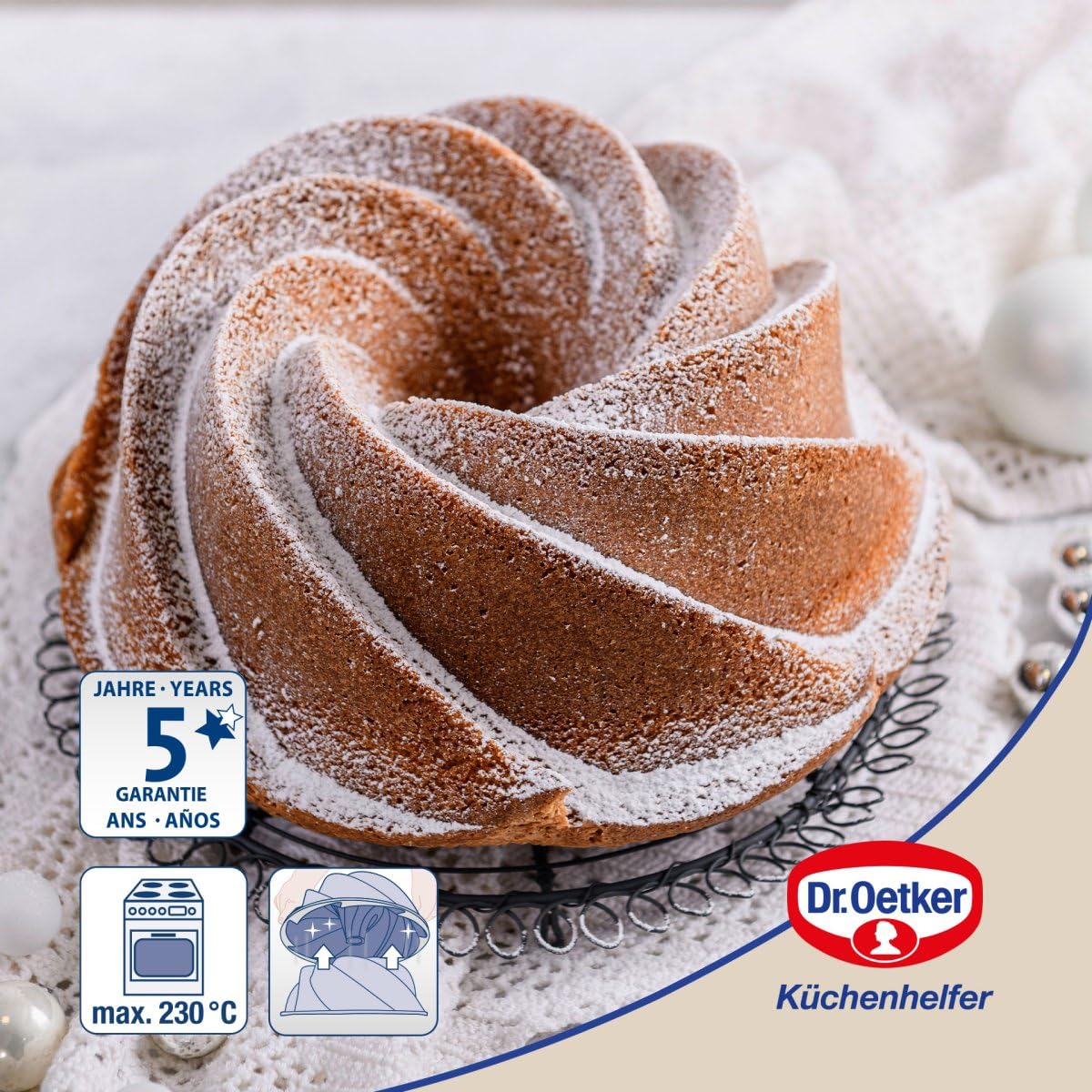 Dr. Oetker Guglhupf Twist ⌀ 22 cm – Gugelhupfform aus der Serie Back-Kunst – Backform mit Antihaft-Eigenschaften und sehr guter Wärmeleitung für leckeren Gugelhupf Kuchen