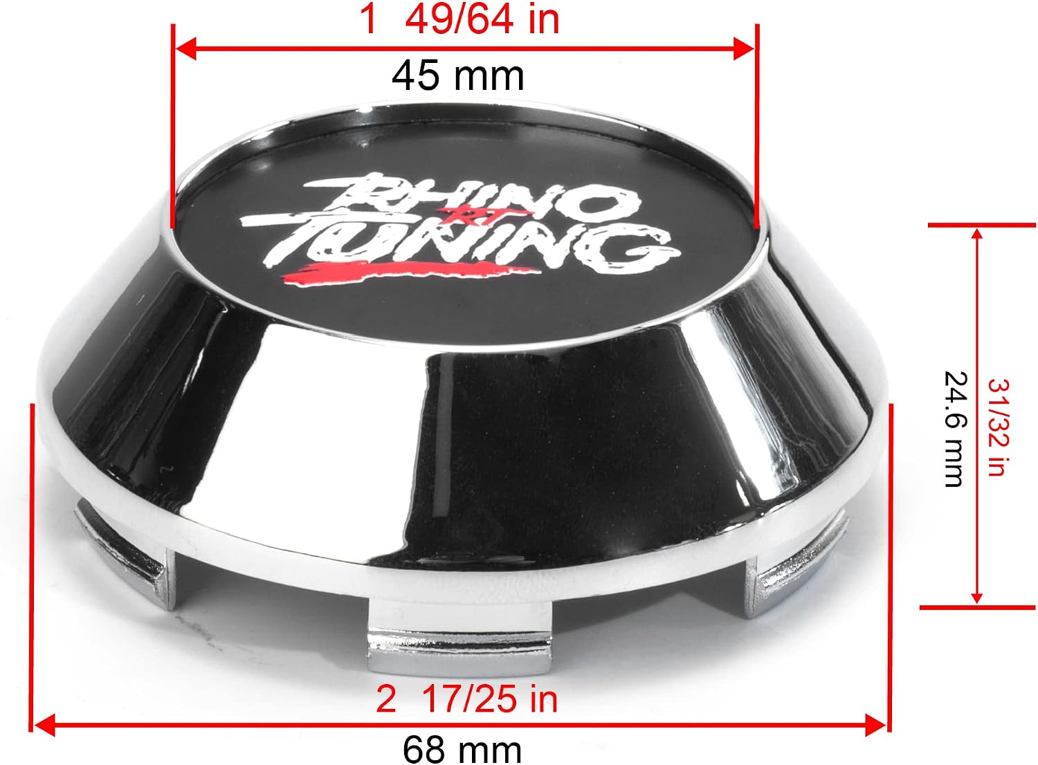 RTrhinotuning 4 PCS 68 mm Wheel Center Caps for Wheel Rim Center Cover OD: 2.68 in / 68 mm ID: 2.42 in / 61.5 mm Chrome Hub Caps