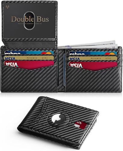 Wallet for Men Slim RFID Blocking Bifold Carbon Fiber,Minimalist Small Compact Front Pocket Credit Card Holder,Thin Mens Leather Wallets Smart Security With 2 ID Windows 1 Cash,Birthday Gifts for Men - 72% off