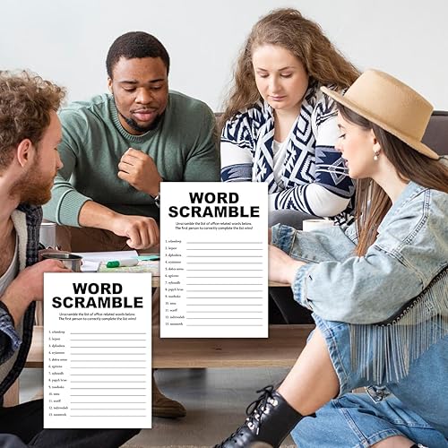 Miniatura 4 de Juegos para romper el hielo de fiesta de oficina, juegos para el trabajo en equipo, cartas de juego de fiesta de Word Scramble - 20 piezas de 5 x 7