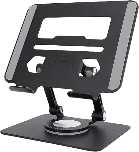 POCREATION Adjustable Tablet Stand Tablet Holder with 360 Rotating Base & Foldable Design for 5.8 to 12.9 Inch EReaders (Black)