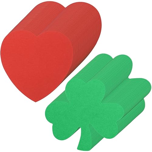 360 Pcs Valentine's Day Red Heart Cutouts St. Patrick's Day Green Shamrock Cutouts Paper Heart Clover Shapes Die Cuts for Holiday Paper Cutout for Kids School Craft Projects Classroom Decor