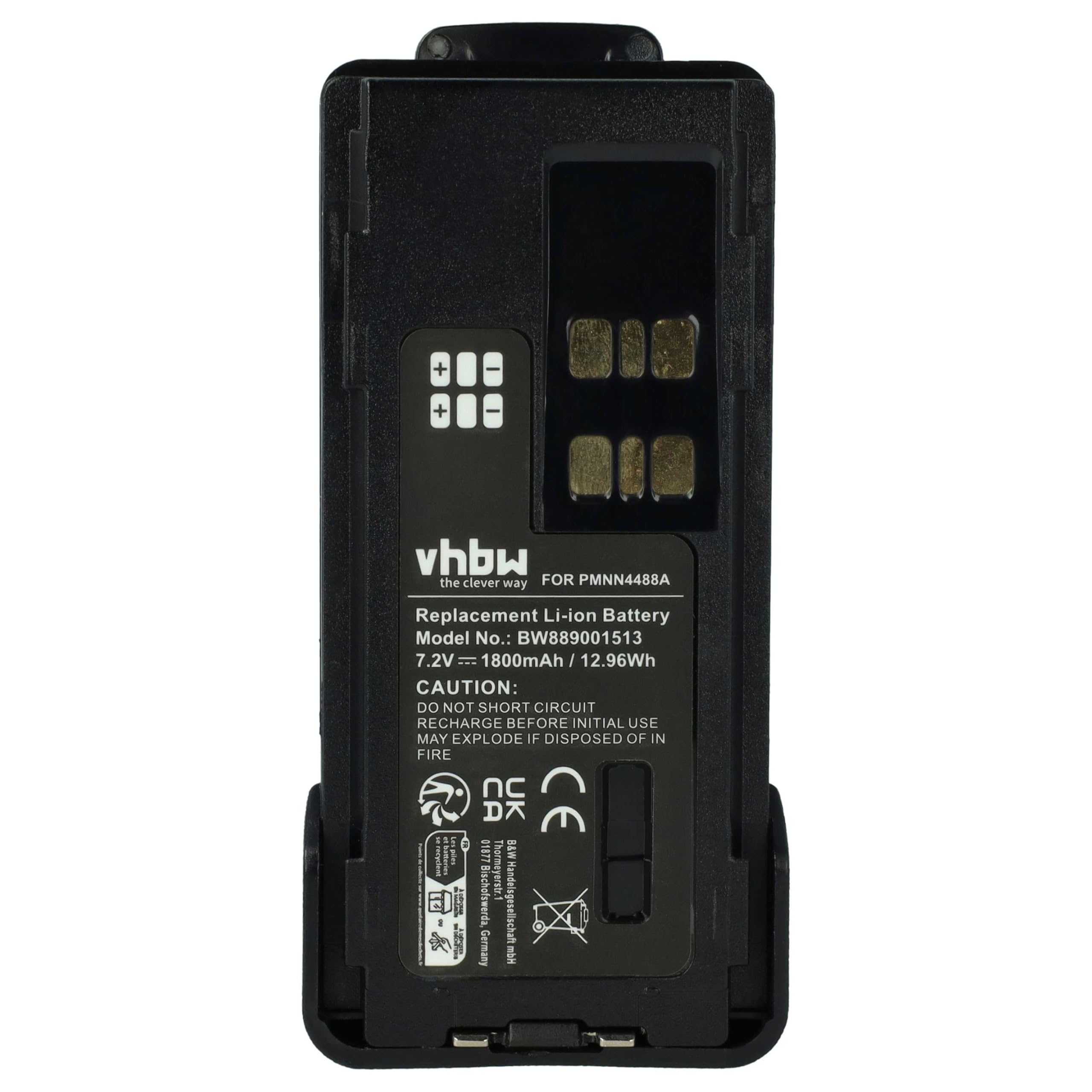 vhbw batteria compatibile con Motorola DP2400e, DP2000, DP2600E, DP2600, DP2400 radio (1800mAh, 7,4V, Li-Ion) + clip