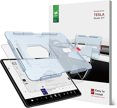 bioton silkfeel glass screen protector designed for tesla model 3 y center control touchscreen automatic alignment anti glare 9h hardness