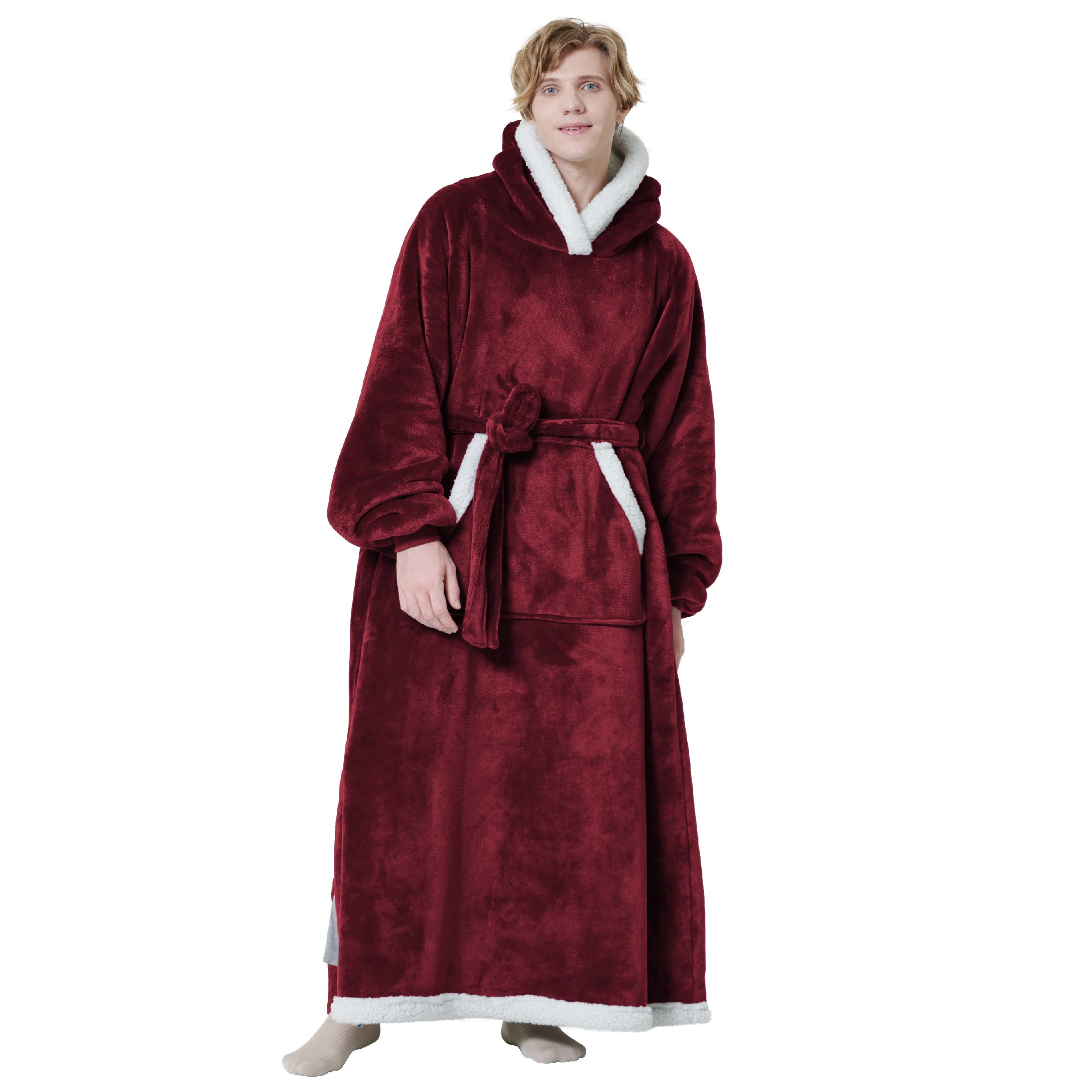 BEDSURE Oversized Wearable Blanket Hoodie, Long Sherpa Fleece Blanket Sweatshirt as Gifts for