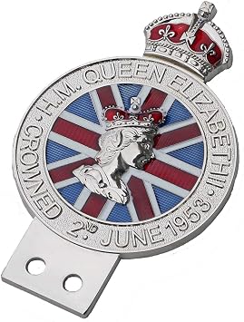 Queen Elizabeth II Coronation Grille Badge - Union Jack Background