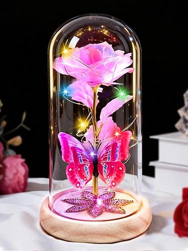 Beferr Birthday Gifts for Women Galaxy Glass Rose Forever Preserved