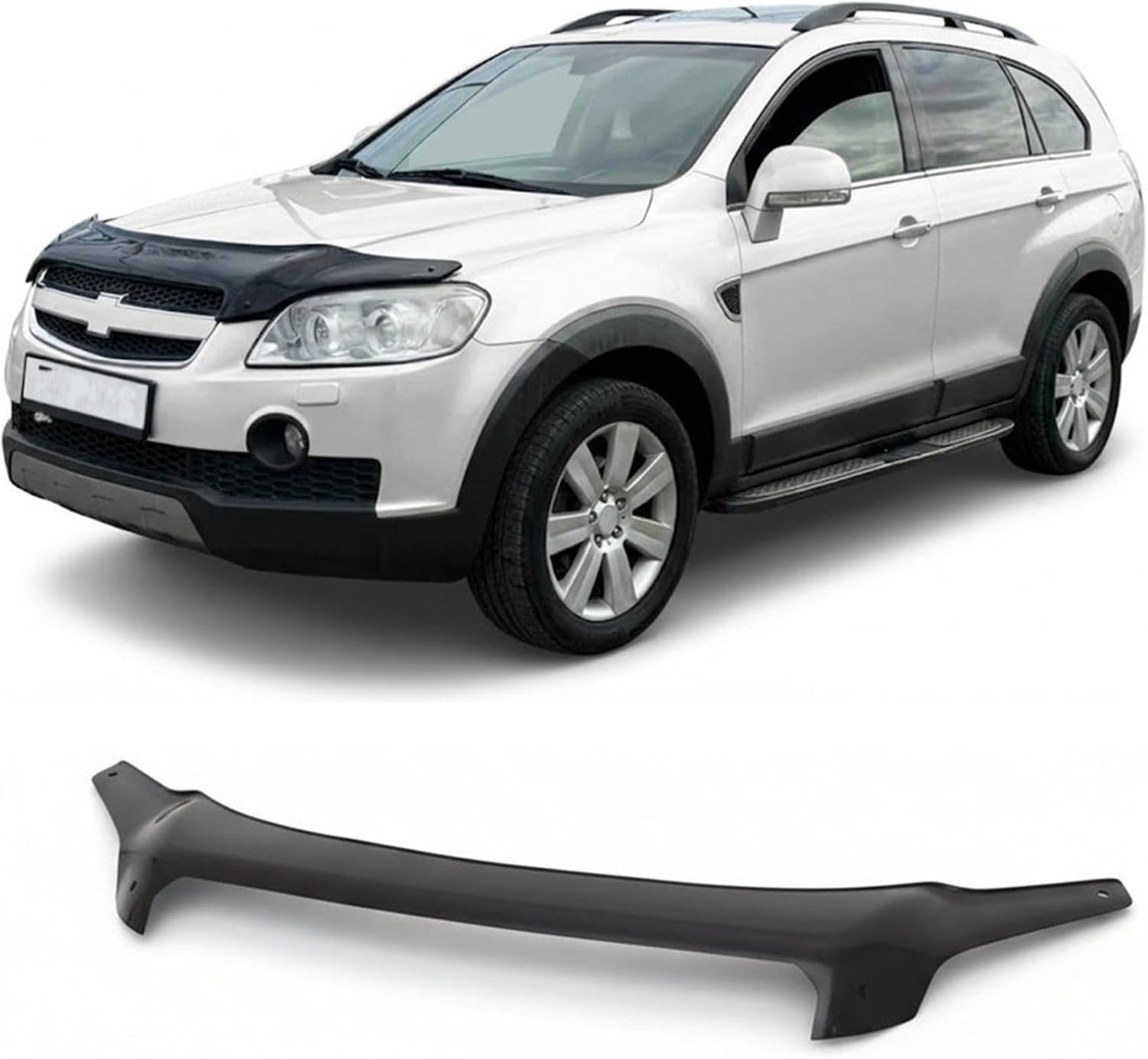 Hood Deflector Guard fits Chevrolet Captiva 2006-2011 EU Bugflector Bug & Bonnet Shields, Black ABS Hood Protector, Protects from Particles & Bug, All Weather Car Exterior Accessories