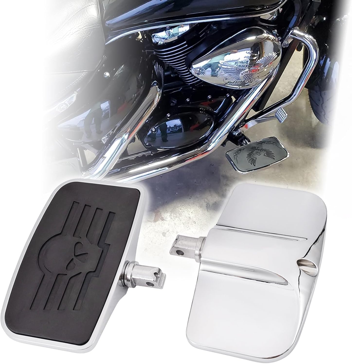 Kinglemc Front Rear Rider Passenger Floorboard FootPeg for Victory/Indian (Skull, Silver)