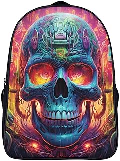 Calavera de colores Mochila Escolar Para Infantil Elementos psicodélicos Mochila Colegio Niño Niña,Alta Capacidad Mochilas Escolares Viaje De Bolsas Para