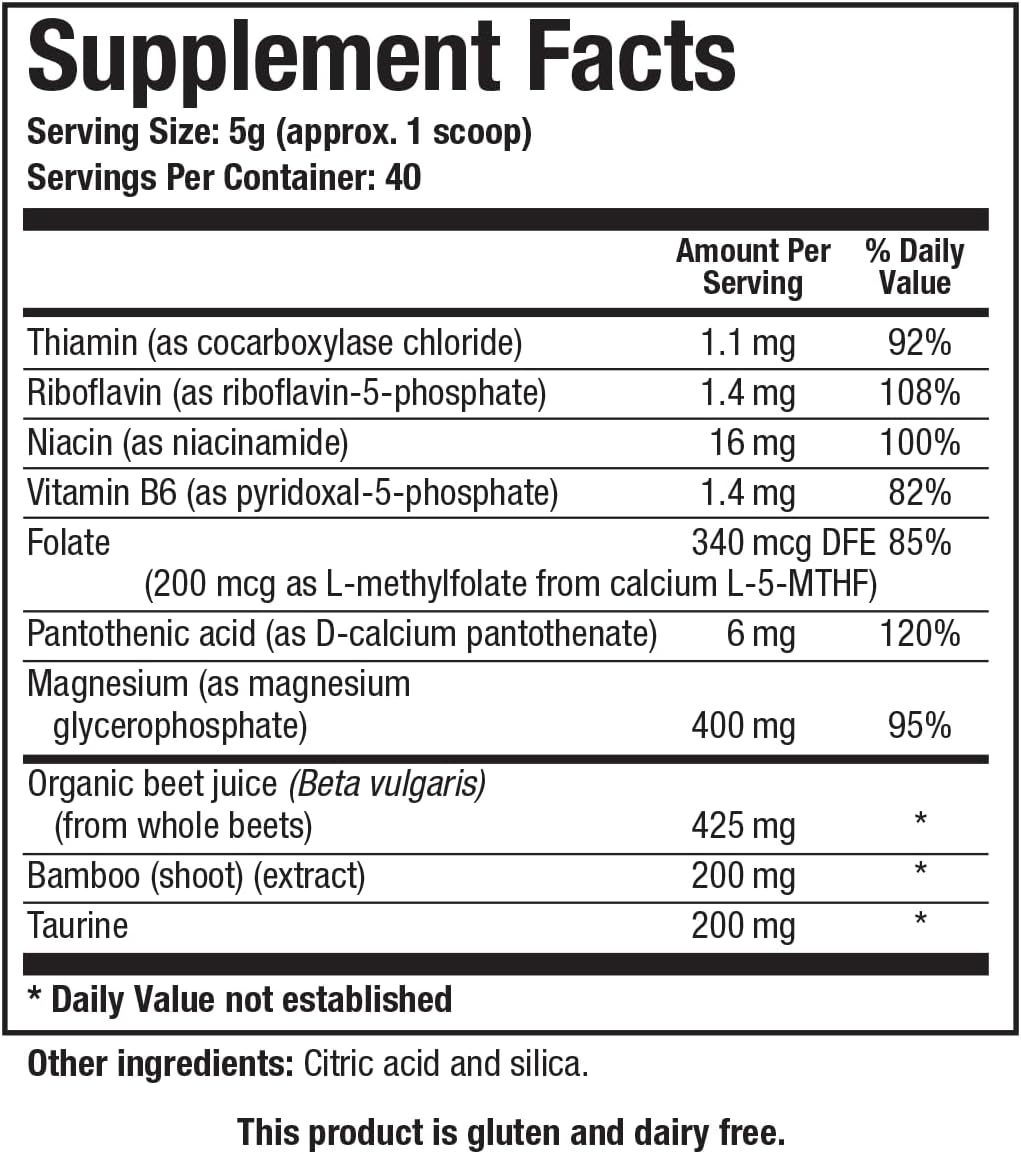 Biotics Research Acti-Mag Pure™ - Premium Magnesium Glycerophosphate (400mg) Powder – Easy-to-Mix, Pure Unflavored Powdered Formula with Beetroot Extract, B-Vitamins & Taurine - 5g/Serving