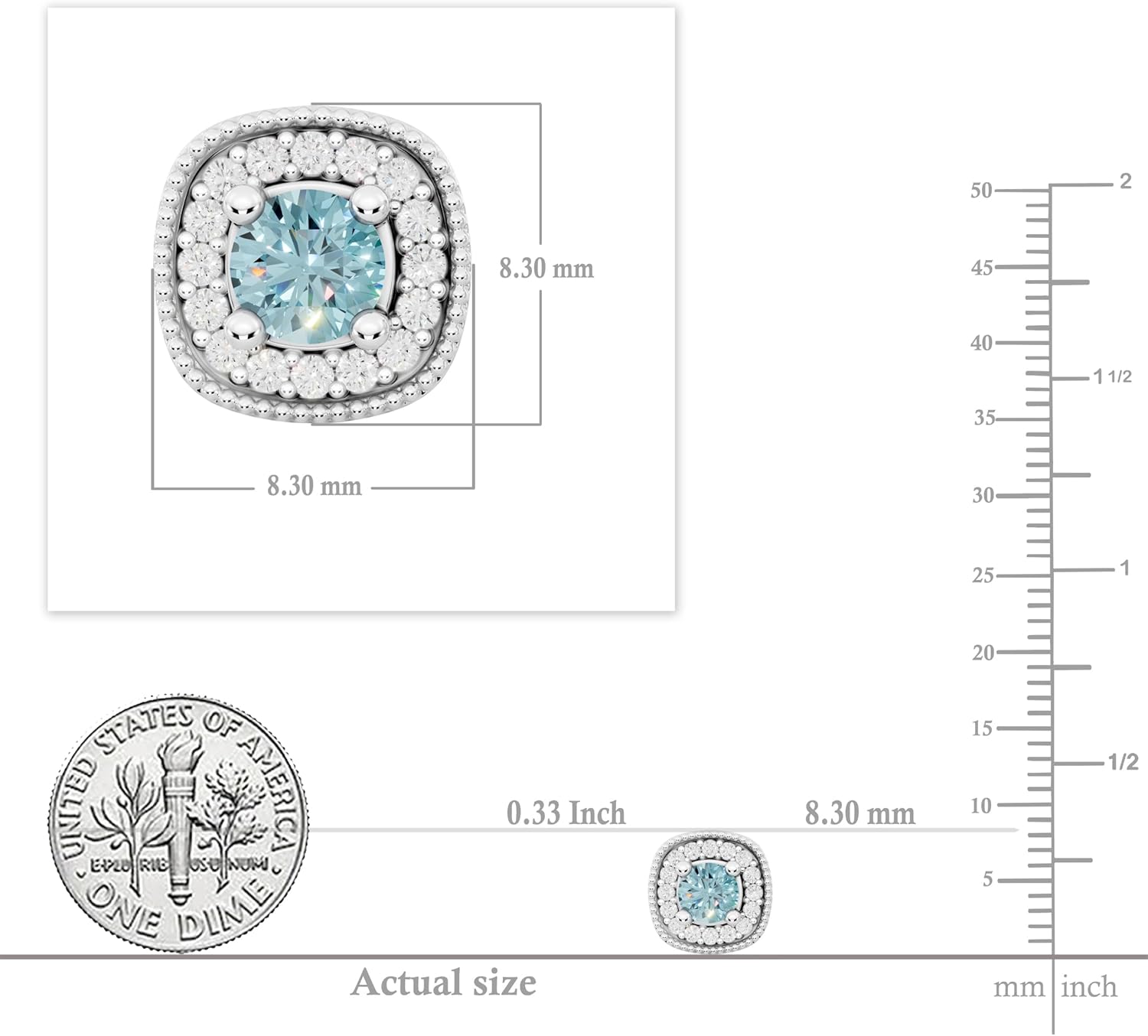 Dazzlingrock Collection Valentine's Day Gift Women Halo Stud Earrings, 10K White Real Solid Gold - Image 5