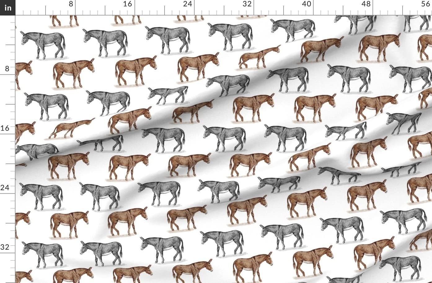 Spoonflower Fabric - Donkey Brown Gray White Animal Printed on Polartec(R) Fleece Fabric by The Yard - Sewing Blankets Loungewear and No-Sew Projects