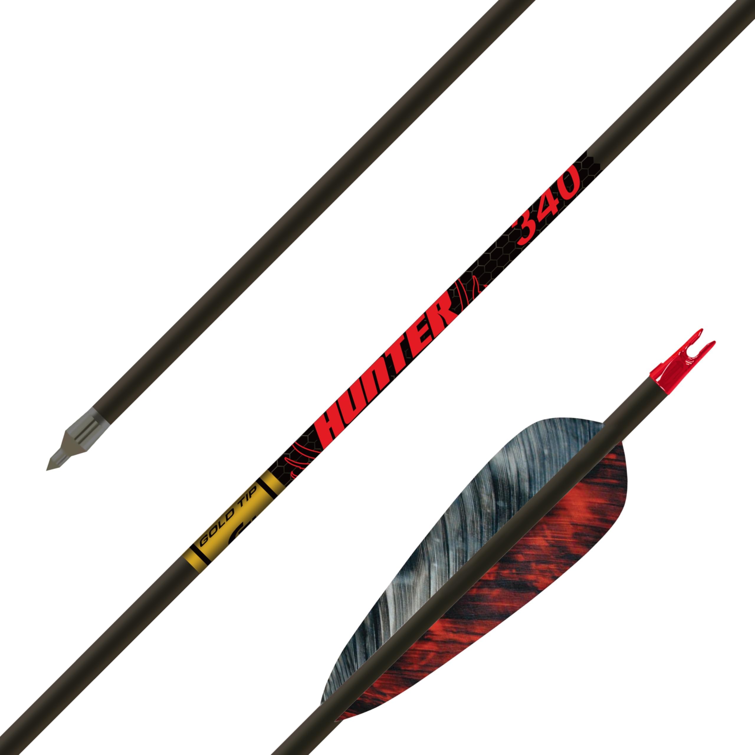 Gold Tip Hunter 500 Arrows with 4-Inch Feathers (1/2-Dozen), black