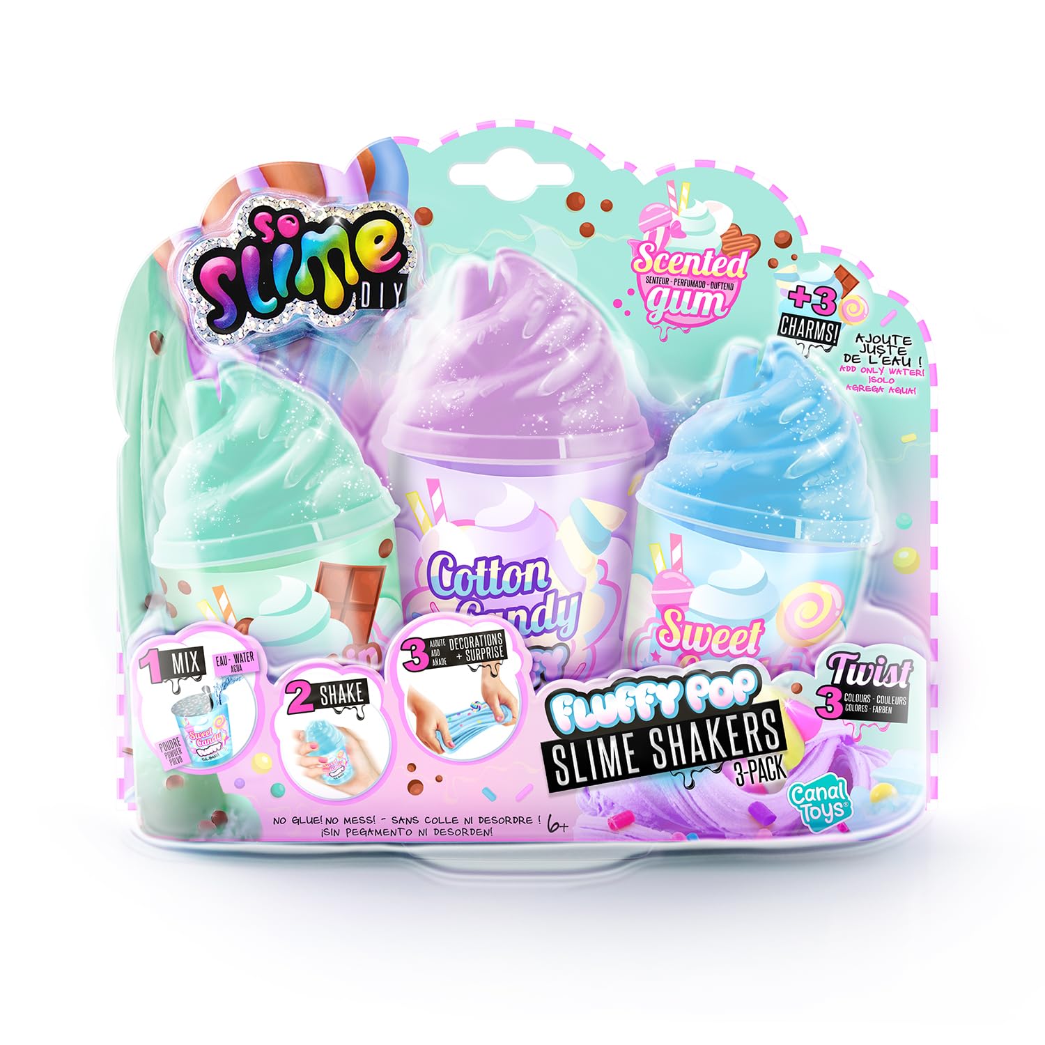 Canal Toys - So DIY-Slime Fluffy-Pack mit 3 Shakers-SSC 101, Mehrfarbig