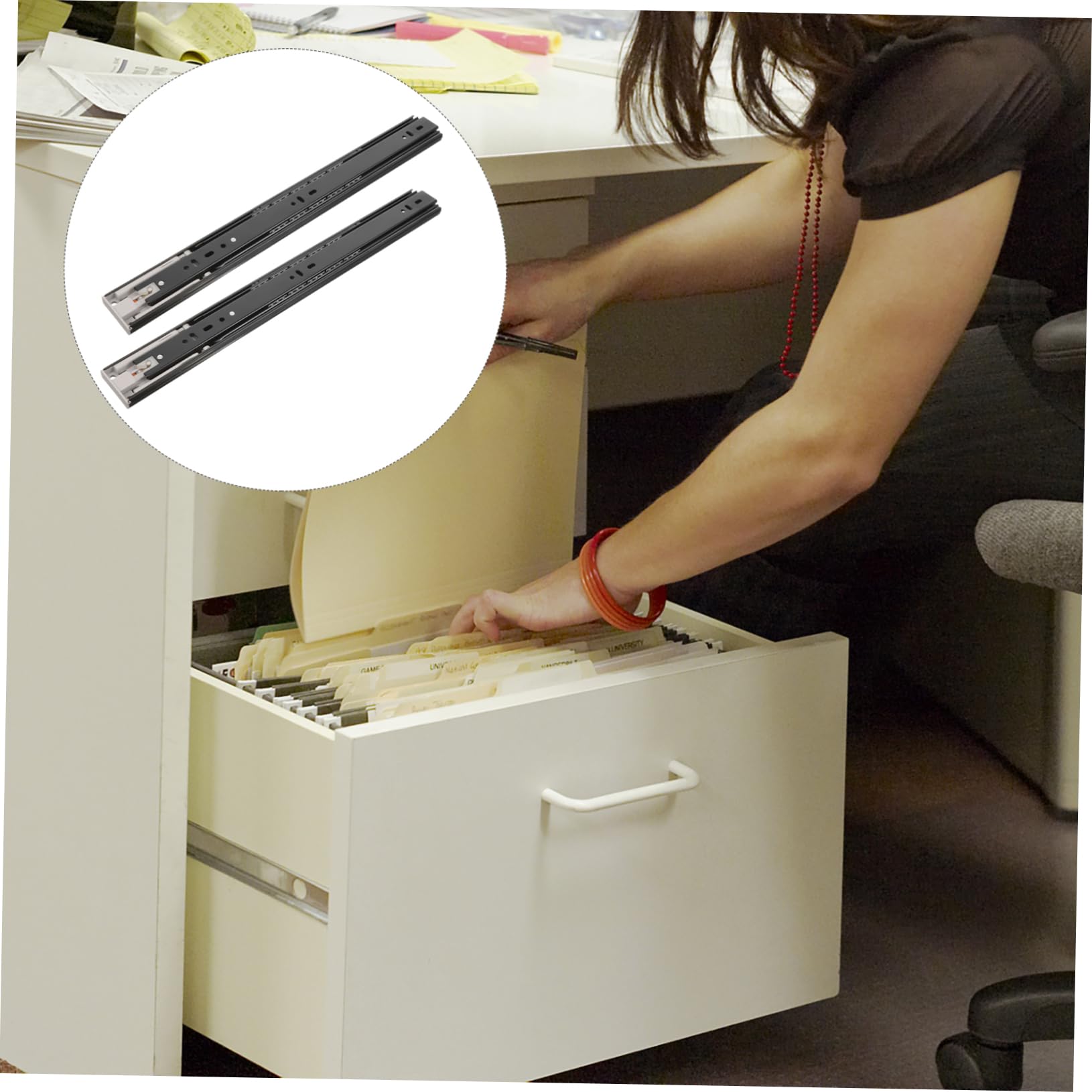 DOITOOL 1paire Rail De Tiroir Avec Système De Rebond Glissières à Billes Silencieuses Pour Meubles De Remplacement Polyvalentes Pour Cuisine Bureau