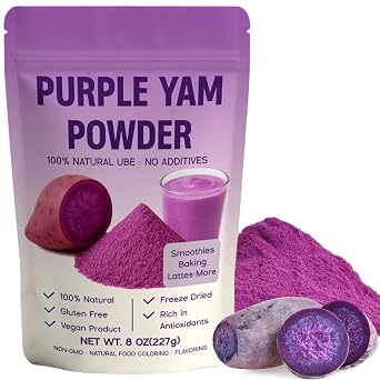 Ube Powder 8oz/227g, 100% Pure Purple Yam, Unsweetened Fine Powder for Ube Halaya, Baking, Lattes, Ice Cream, Boba & Natural Purple Food Coloring, Vegan, No Additives