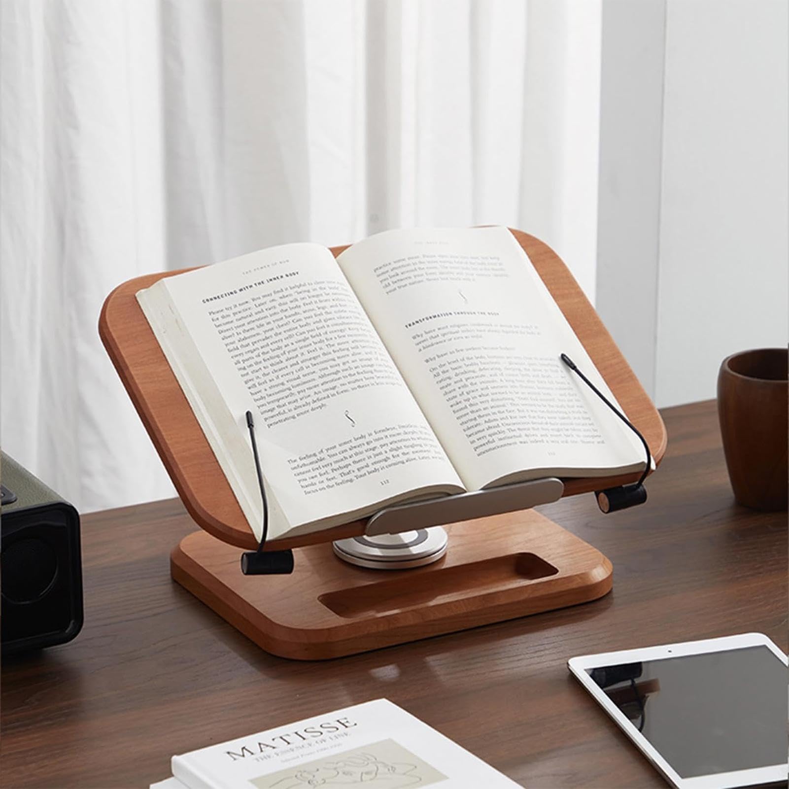 Supporto per libri da lettura mani libere, supporto regolabile per libri | di legno, per libri di cucina, libri di , tablet e lettura di spartiti, supporto portatile per scrivania o