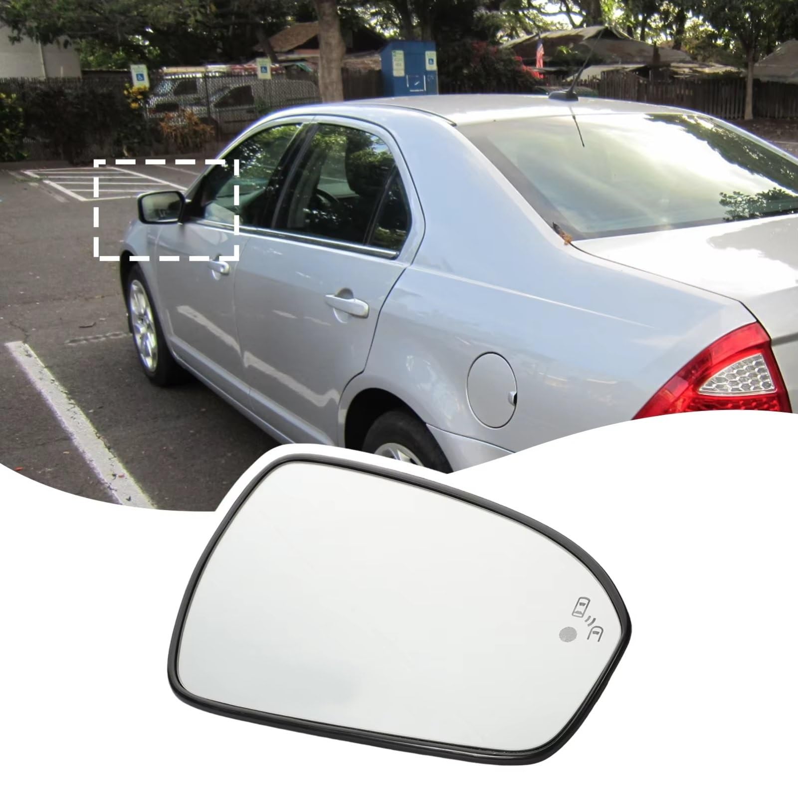 Cristal Espejo Lateral Compatible Con Ford Para Fusion 2013-2021 Lente De Cristal Del Espejo Retrovisor Calefactado Del Lado Derecho Pasajero Con Detección De Punto Ciego OEM: DS7Z17K707C