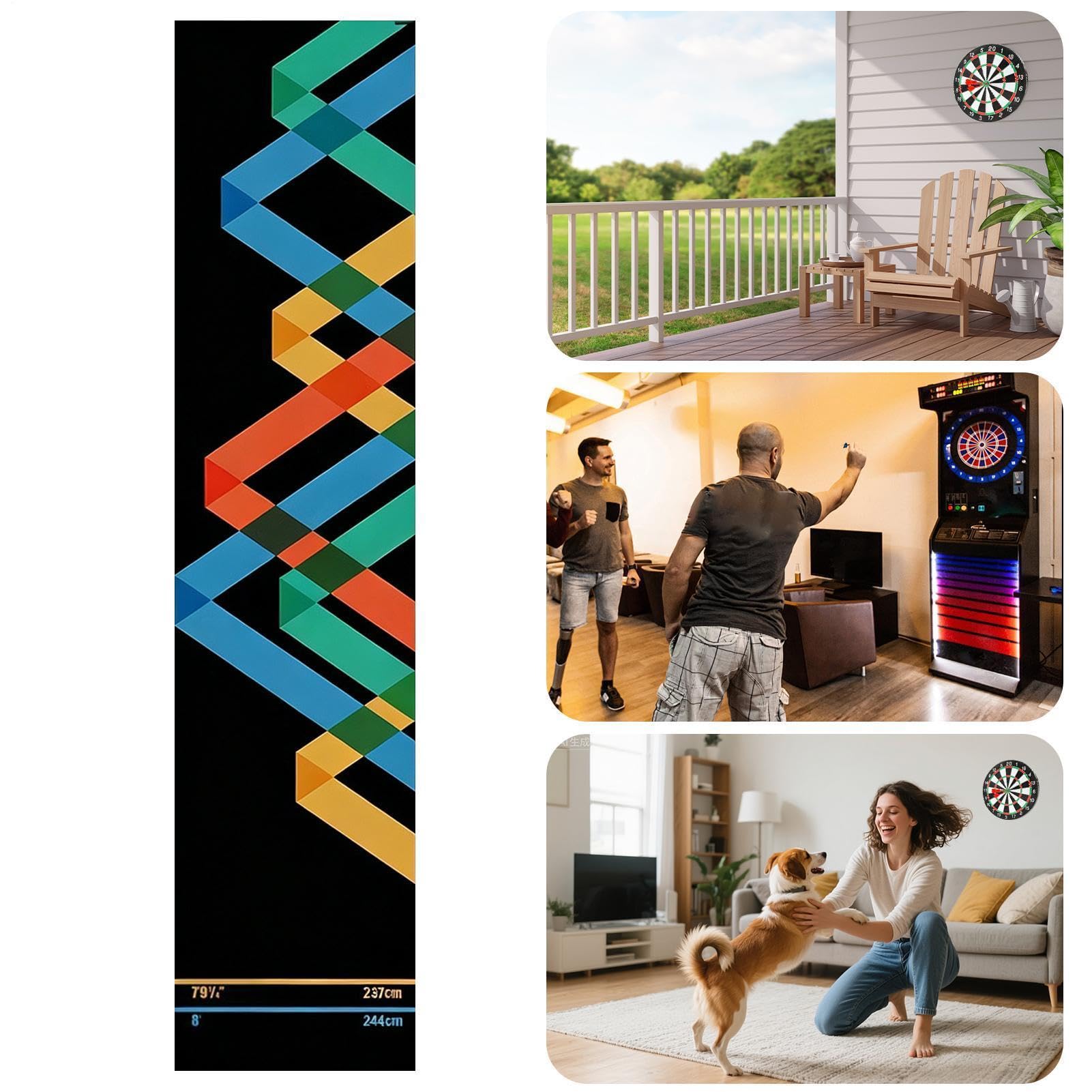Tapis de fléchettes en velours antidérapant portable avec précision pour salle de jeux, sous-sol, garage, bureau, salle de pause