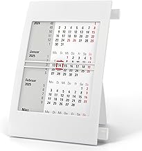 Truento 3-Monats-Tischkalender für 2 Jahre (2025 & 2026) - mit Drehmechanik - weiß/weiß/rot