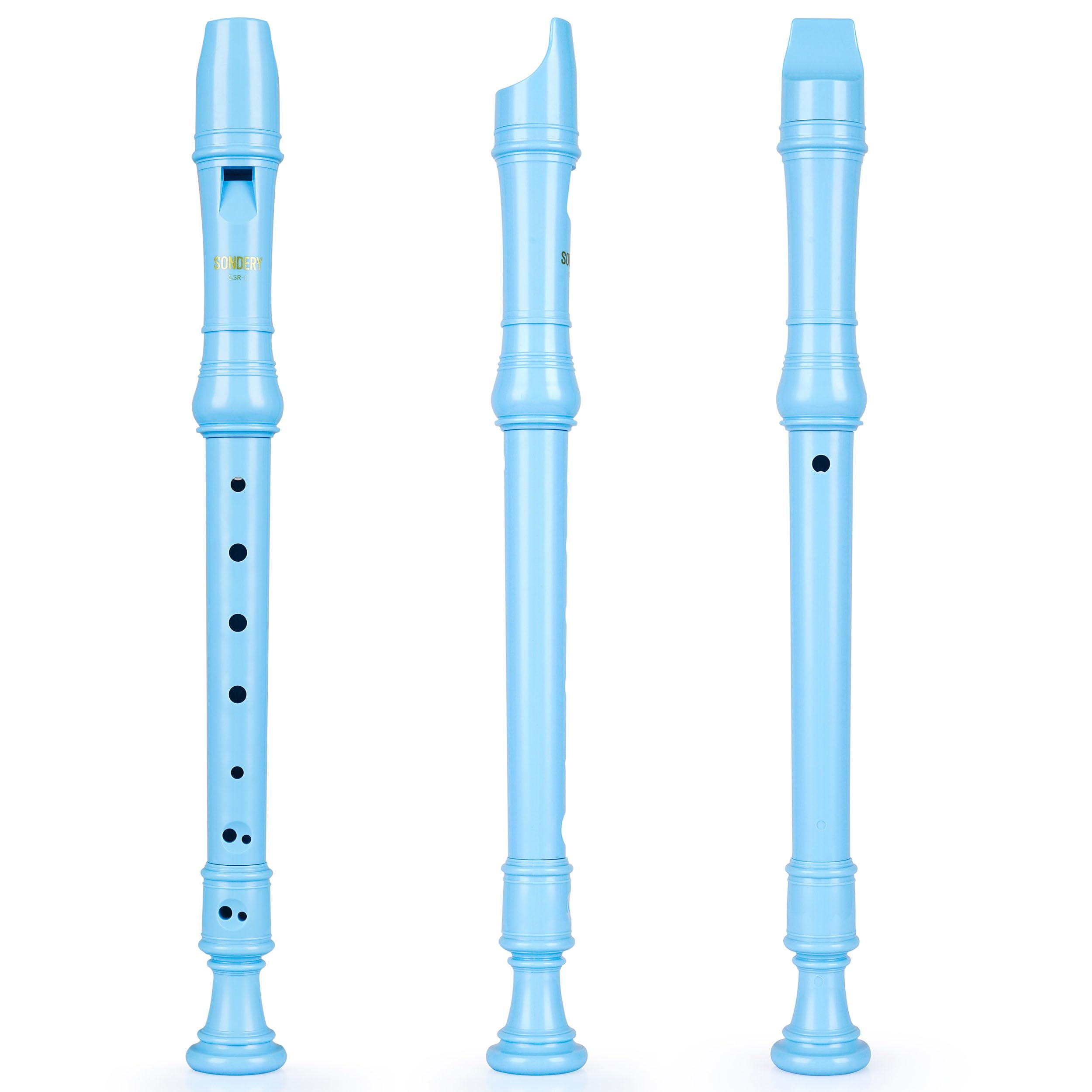 Sondery Instrument de flûte à bec soprano allemand durable pour débutant Corps en plastique facile à jouer avec pochette de transport pour tableau de doigts