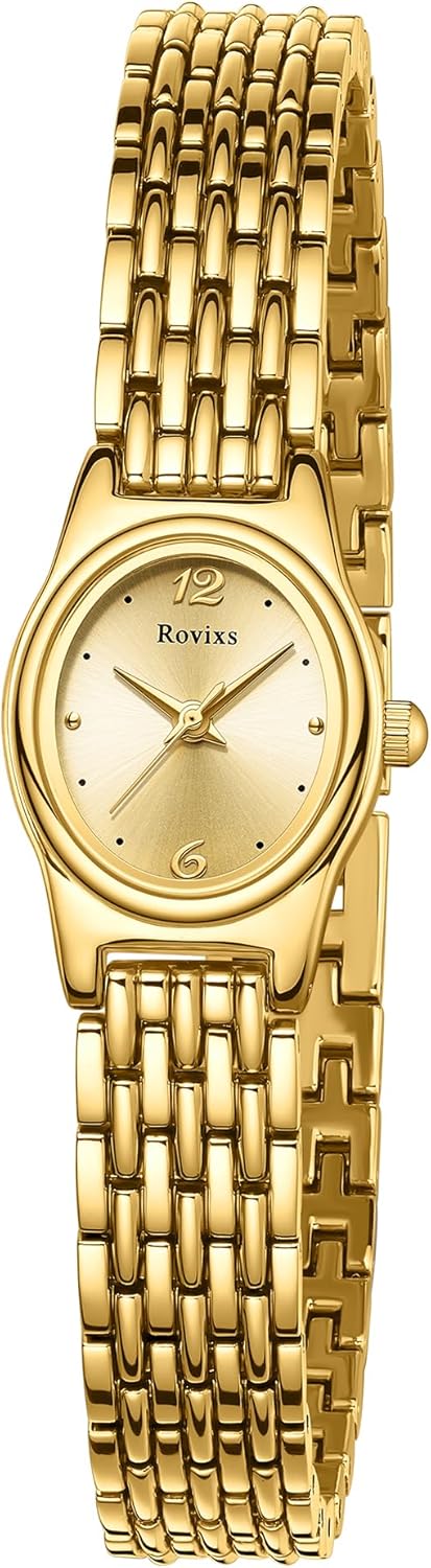 Rovixs Petite Vintage Luxury Women Watch, Japanese Movement, Elegant Retro Ladies Dress Watch, Water Resistant, Adjustable Bracelet with Tool