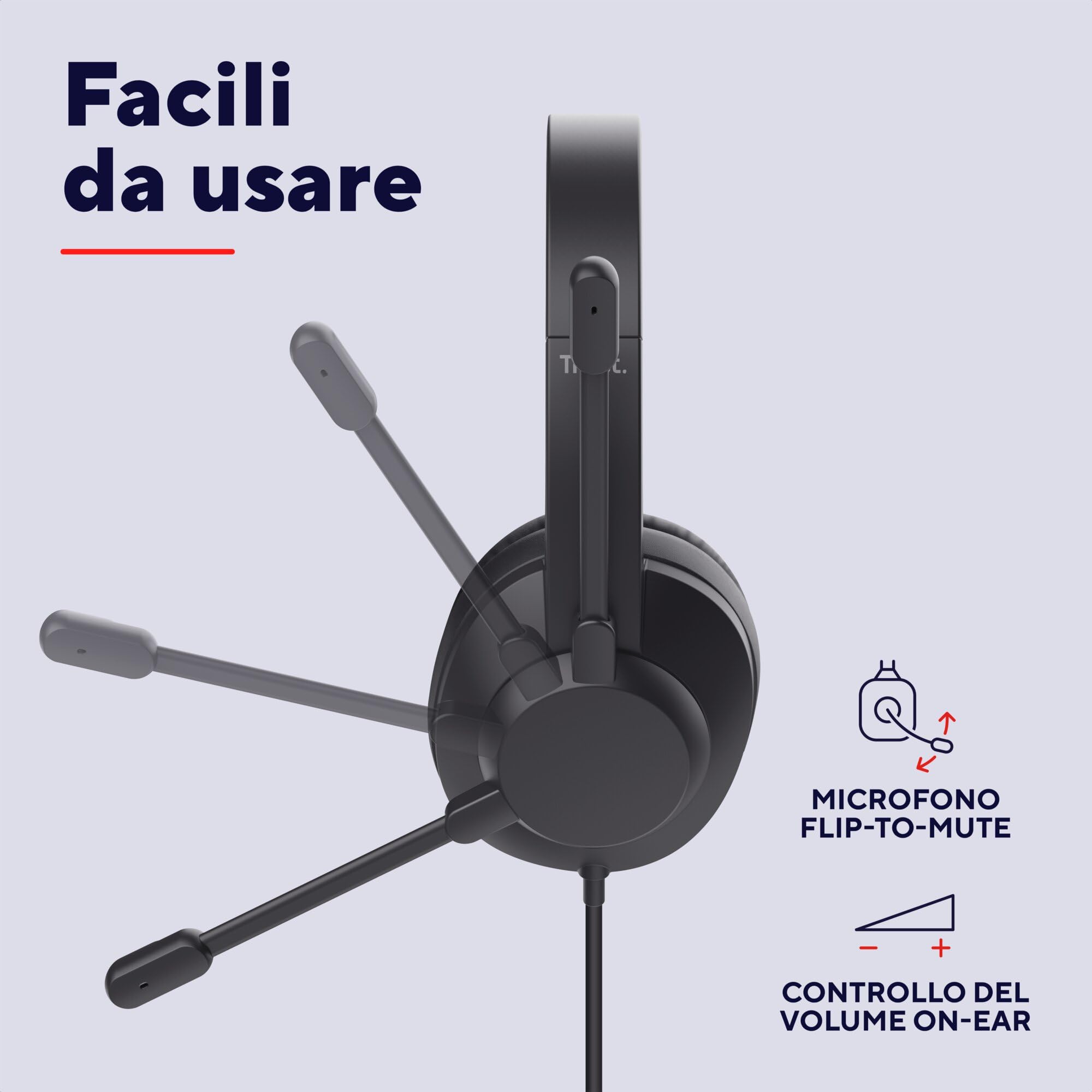 Trust Roha II Max USB Cuffie con Microfono Leggere Over-Ear, Auricolari con Filo 1,80 m, 85% Plastica Riciclata, Headphones Cablato per PC Portatile Computer Laptop Mac Ufficio Teams Zoom, Nero