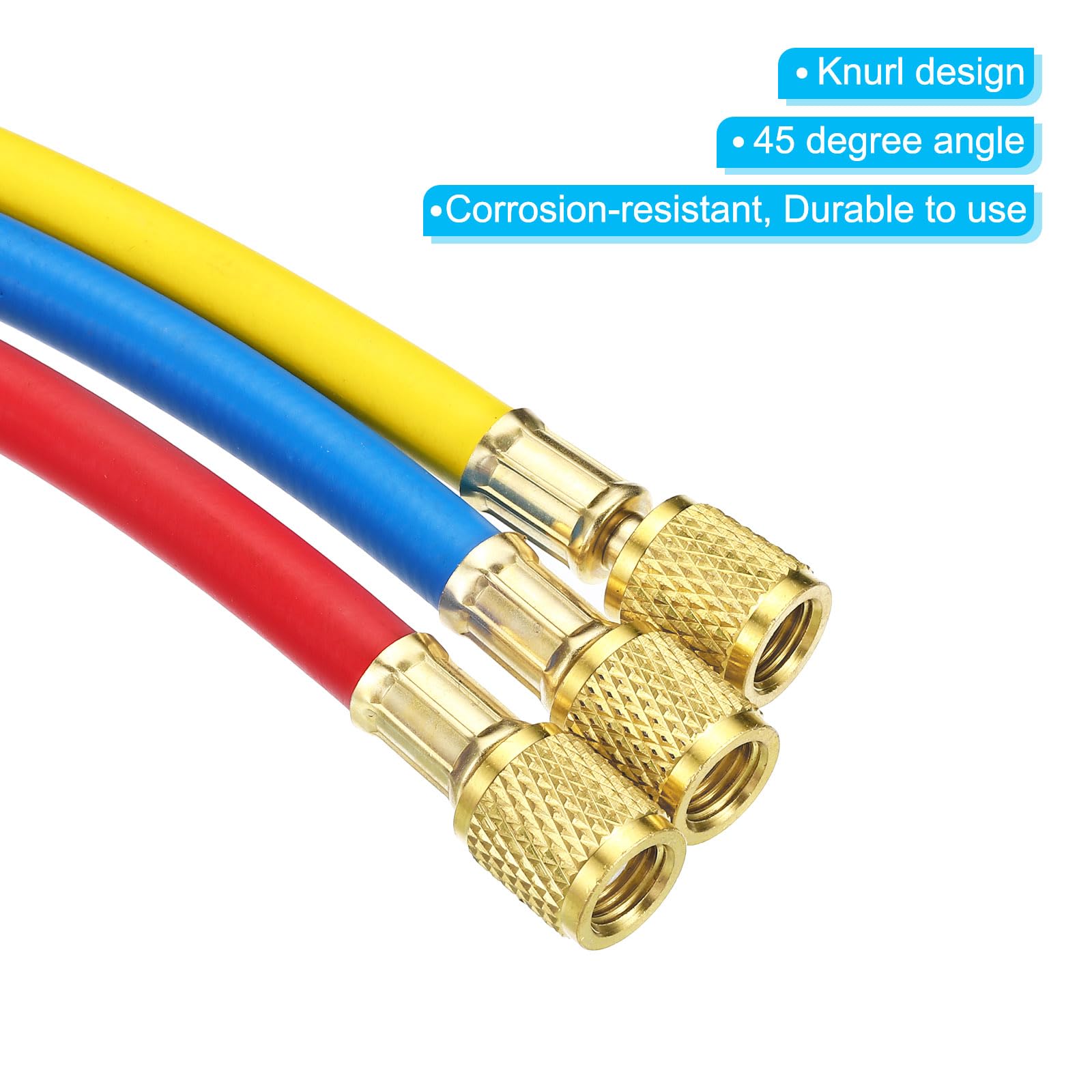 PATIKIL 1/4 SAE Flessibile Ricarica del Refrigerante, 3pz 4.9ft 800 PSI 4000 PSI Collettore Manometro Tubo flessibile con AC adattatori per aria condizionatore HVAC Refrigerazione