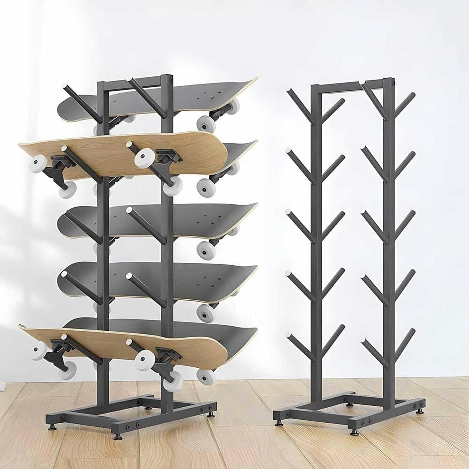 LIEOWYD Floor-Standing Snowboard Rack, Ski Display Shelf, Home Gym Organize Holder, for Skis/Skateboards/Scooter, Sample Board Display Stand