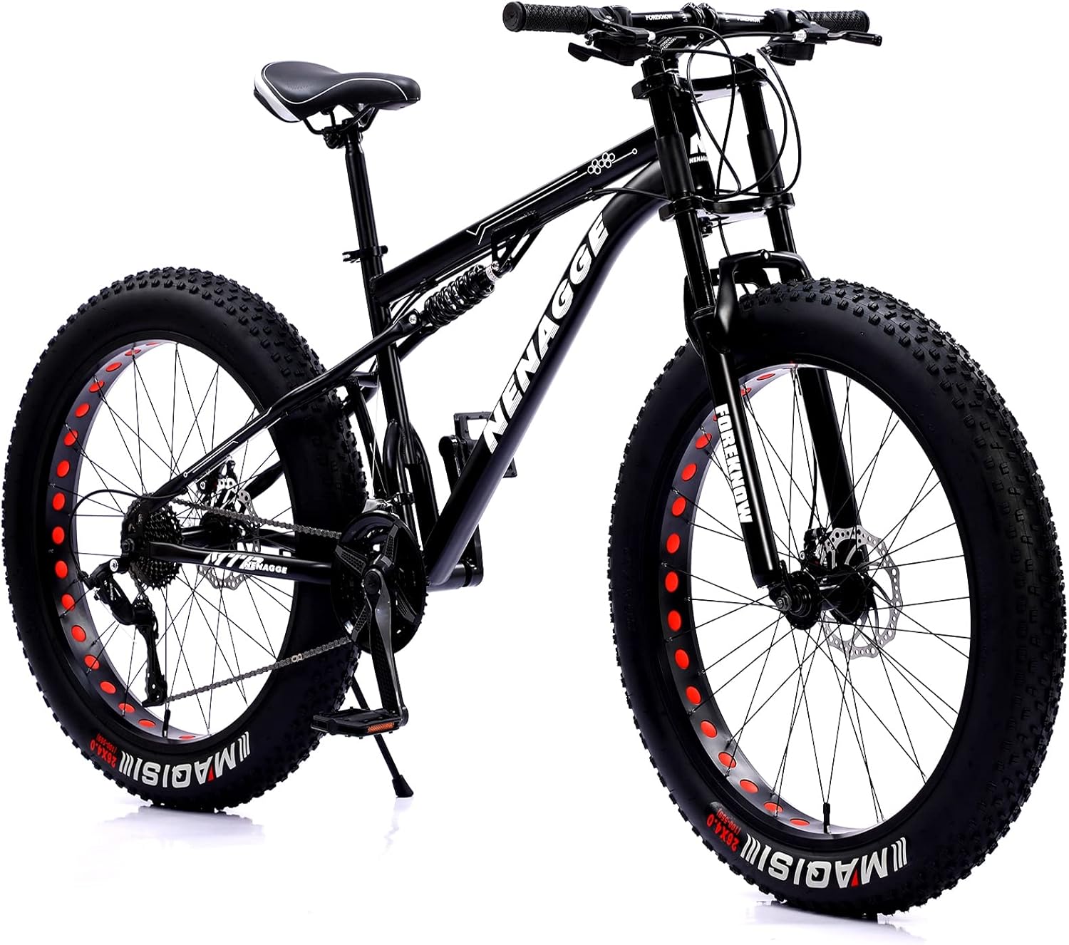 NENAGGE Fat Tire Bikes for Men Full Suspension 26 Inch