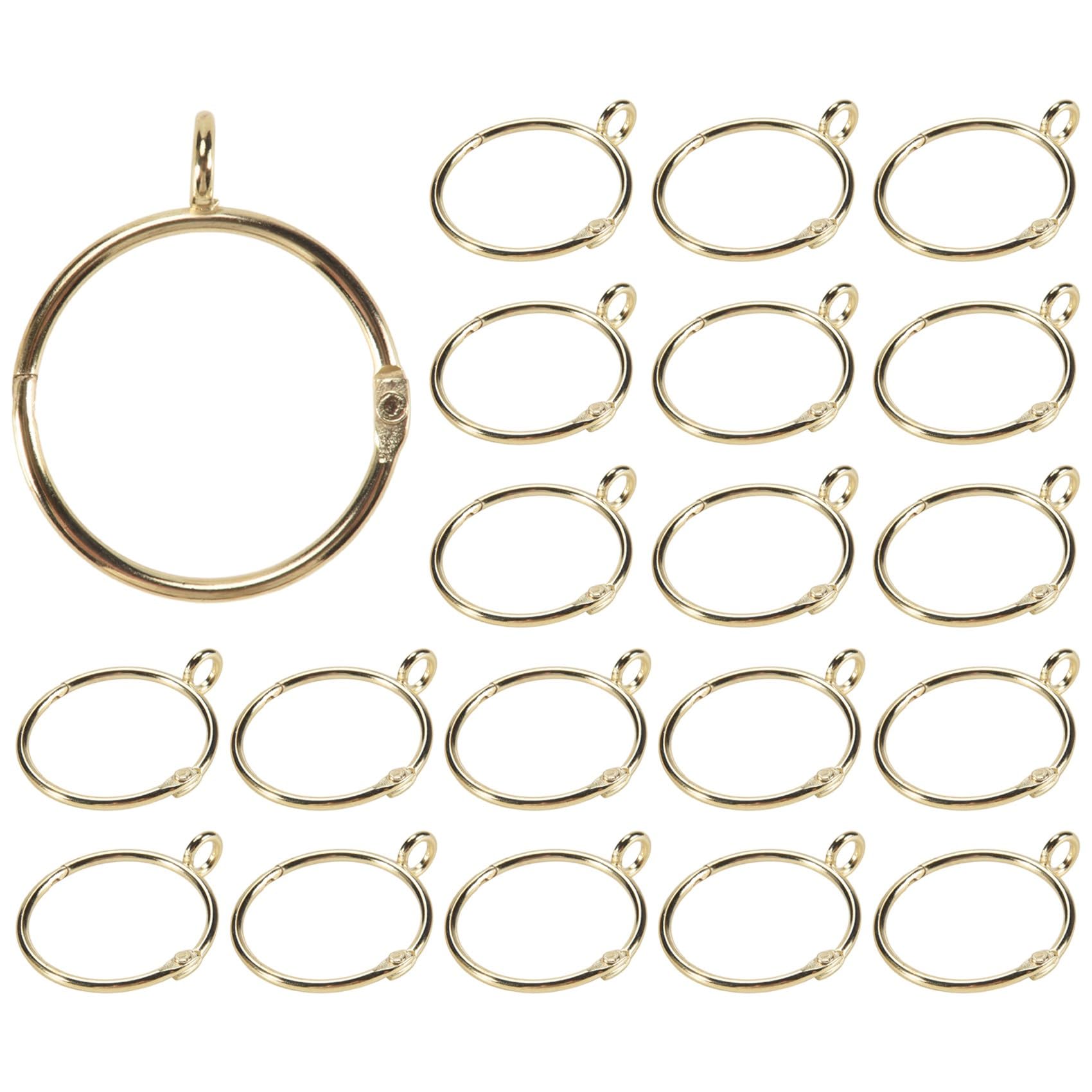 CTRLZS 20 Pcs Openable Gold Curtain Rings Open and Close Metal Rustproof Drapery Loops with Eyelet for Hook Pins (1.5 Inch)