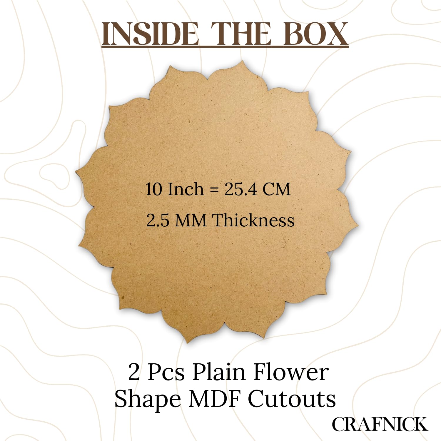 CRAFNICK® 10 Inch MDF Board | MDF Flower Cutouts for Resin Art, Lippan Art, Mandala, Painting | DIY MDF Boards for Art and Craft | Card Boards for Craft | Pine Wood- 2.5mm Thick (Set of 5) 2